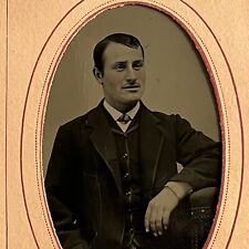 Antique Tintype Photograph Dapper Handsome Man Lewiston ME Possible ID picture