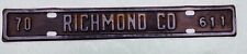 1970 Richmond County Virginia License Plate Town Tax Tag City Topper # 611 picture