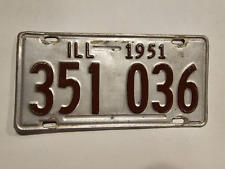 ILL 1951  - ( 1 ) Vintage - License plate #351-036 - Decor - Man Cave - Lounge picture