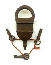Antique Lock, Tricky Pad Lock and Keys, Hand Crafted Indian Door Security Lock  picture