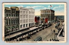 Akron, OH-Ohio, West Side Main St., Period Cars, Flag, c1917 Vintage Postcard picture