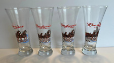 Vintage 4 Budweiser Clydesdale Tall Pilsner Beer Glasses Anheuser Busch 1988 picture