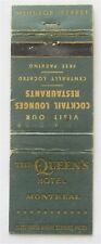 THE QUEEN'S HOTEL, WINDSOR ST., MONTREAL, QUEBEC, CANADA MATCHBOOK COVER picture