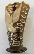 Justa Exclusive Hand Carved Asia Africa Water Buffalo Horn Original Collectible picture