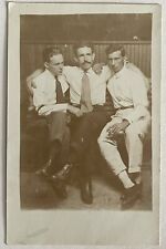 Postcard Studio RPPC Three Men Split Back 1910s picture