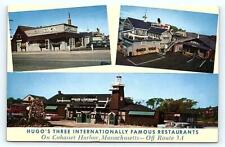 COHASSET HARBOR, MA Massachusetts ~ HUGO'S 3 FAMOUS RESTAURANTS 1957 Postcard picture
