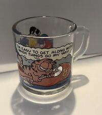 Vintage Garfield & Odie Clear Glass McDonald’s Coffee Cup Mug Canoeing 1978 picture
