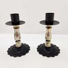 Pair Of Vintage Candlesticks Black And Silver picture