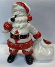 Vintage Retro Holland Mold Ceramic Santa with Toy Bag Figure Candy Votive Holder picture