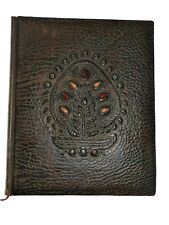 HUGE OLD Vintage Artisan Brown Leather Bound Book NoteBook Hard Covers Pagan picture