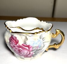 Ornate Antique Mustache Tea Cup Hand Painted Roses Gold Gilt Trim And Handle picture
