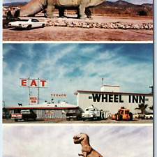 c1970s Cabazon, CA Wheel Inn Restaurant PC Dinosaur Monuments Texaco Sign A231 picture