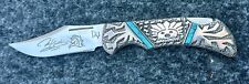 Vintage ~ DAVID YELLOWHORSE ~ SPIRIT STALKER - KNIFE ~ STERLING & TURQUOISE 1828 picture