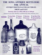 JOHNSTON Iowa Antique Bottle Show & Sale on Jun 22, 2024. Orig Poster Vtg IA USA picture