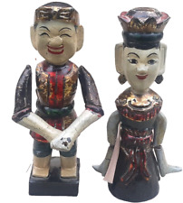 Excellent Pair Of Vintage 8 1/2 inch Chinese Asian Opera Wood Hand Puppets picture