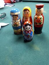Vintage Handcrafted Russian wooden Salt And Pepper Shakers picture