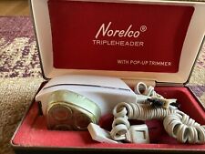 Vintage 1960's Norelco Electric Tripleheader Shaver With Pop-Up Trimmer SC8130 picture