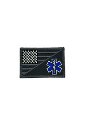 MEDIC EMT EMS USA FLAG SuBDUED SILVER TACTICAL COMBAT HOOK PATCH picture