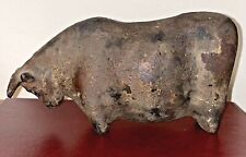 VERY OLD RARE ANTIQUE CAST IRON BULL COW DOORSTOP MARKED JAPAN  picture
