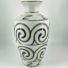 Vintage Crackled Celadon glazed hand painted large Vase decor 11