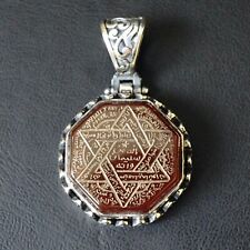 Seal of Solomon Pendant Talisman 925 Sterling Silver Agate hand-engraved Islamic picture