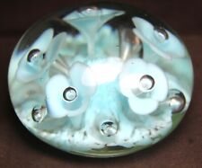 St. Clair Blue Trumpet Flower Art Glass Paperweight picture