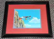 SUPERFRIENDS PRODUCTION ANIMATION CEL OF SUPERMAN FRAMED HAND PAINTED BACKGROUND picture