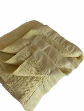 Chatham Blanket Waffle Weave Satin Trim Acrylic Vintage Blanket Yellow  75x84” picture
