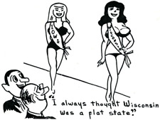 1950s Hilarious Bikini Beauty Pageant Miss America Wisconsin Flat State Postcard picture