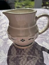 Longaberger Pitcher Creamer Pottery Woven Traditions Heritage Green Ivory 4 Inch picture