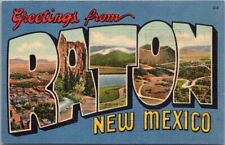 Vintage RATON New Mexico Large Letter Postcard Curteich Linen / Dated 1951 picture