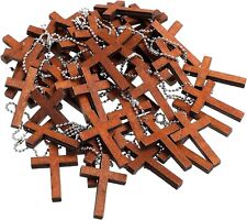 50 COUNT✝️Christian Cross Charm Wooden Pendant Jesus God Keychain Small Group✝️ picture