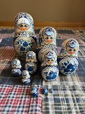 Russian Matryoshka Babushka Wooden Nesting Dolls 10 Vintage Hand Painted 910 picture