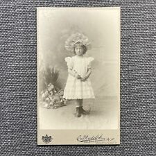 CDV Photo Antique Portrait Young Girl in Light Colored Fashion Dress Hat Germany picture