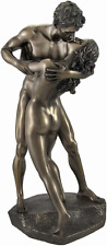 Bronzed Nude Lovers in a Passionate Embrace Sharing a Kiss Statue picture