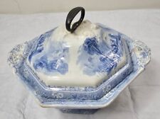 1820's Blue and White Tivoli C. Meigh Transferware Octagonal Covered Vegetable picture