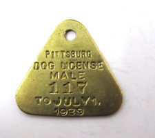 1939 Pittsburg California Male DOG #117 License Tag Vintage picture