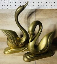 Vintage Brass Swan Sculpture Pair LARGE  picture