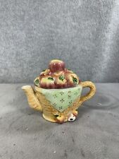 Vintage Apples In A Weaved Basket Teapot Ceramic picture