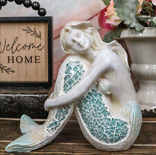 Ebros Nautical Goddess Mermaid Resting Decorative Crushed Glass Figurine 7.75