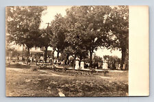 c1912 RPPC Fancy Large Picnic in Park Cannon Cannonballs Real Photo Postcard picture