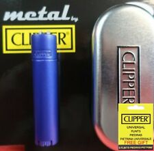Genuine Clipper Metal Lighter Full Size DEEP SEA BLUE With Chrome Case NEW picture