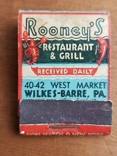 WILKES-BARRE, PENNSYLVANIA: ROONEY'S RESTAURANT  1934-43 MIDGET FULL MATCHBOOK picture