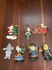 Santa Christmas Ornaments Lot Of 7 Vintage To Now Holiday Decor Mixed Materials picture