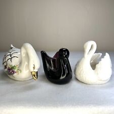 Vintage Decorative Swan Figurines Planters Trinket Dish Lot Cottage Core picture