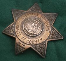 Vintage/Obsolete Deputy Sheriff Santa Fe  County New Mexico Badge Sterling picture