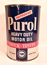 Vintage Pure Oil Purol One 1 Quart Metal Advertising Oil Can Sign Nice Can f picture