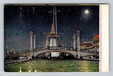 Coney Island NY-New York, Dreamland at Night Shoot the Chute, Vintage Postcard picture