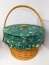 Longaberger 1995 Hostess Sewing Combo Emerald Vine Liners Fabric Lid Stackable picture
