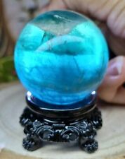 Stunning Deep Blue Green Fluorite Crystal Sphere 41mm 116g & Stand picture